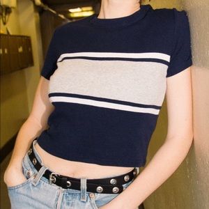 Brandy Melville Cropped Navy Striped Gerry Top